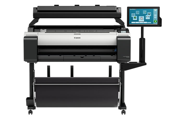 Canon imageprograf tm-300 mfp t36 plotter printer scanner front view Canon imageprograf tm-300 mfp t36 plotter printer scanner front view